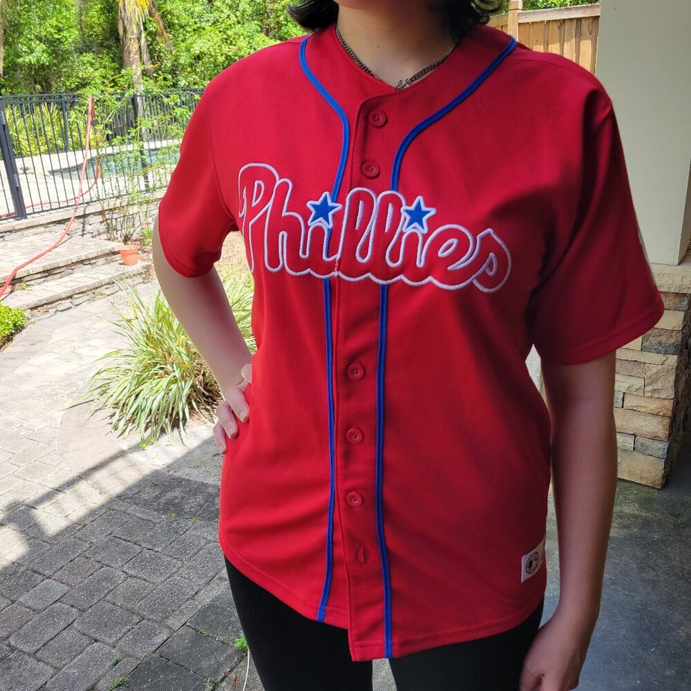 Philadelphia Phillies Youth Fit Button-Up Jersey – Unisex Style